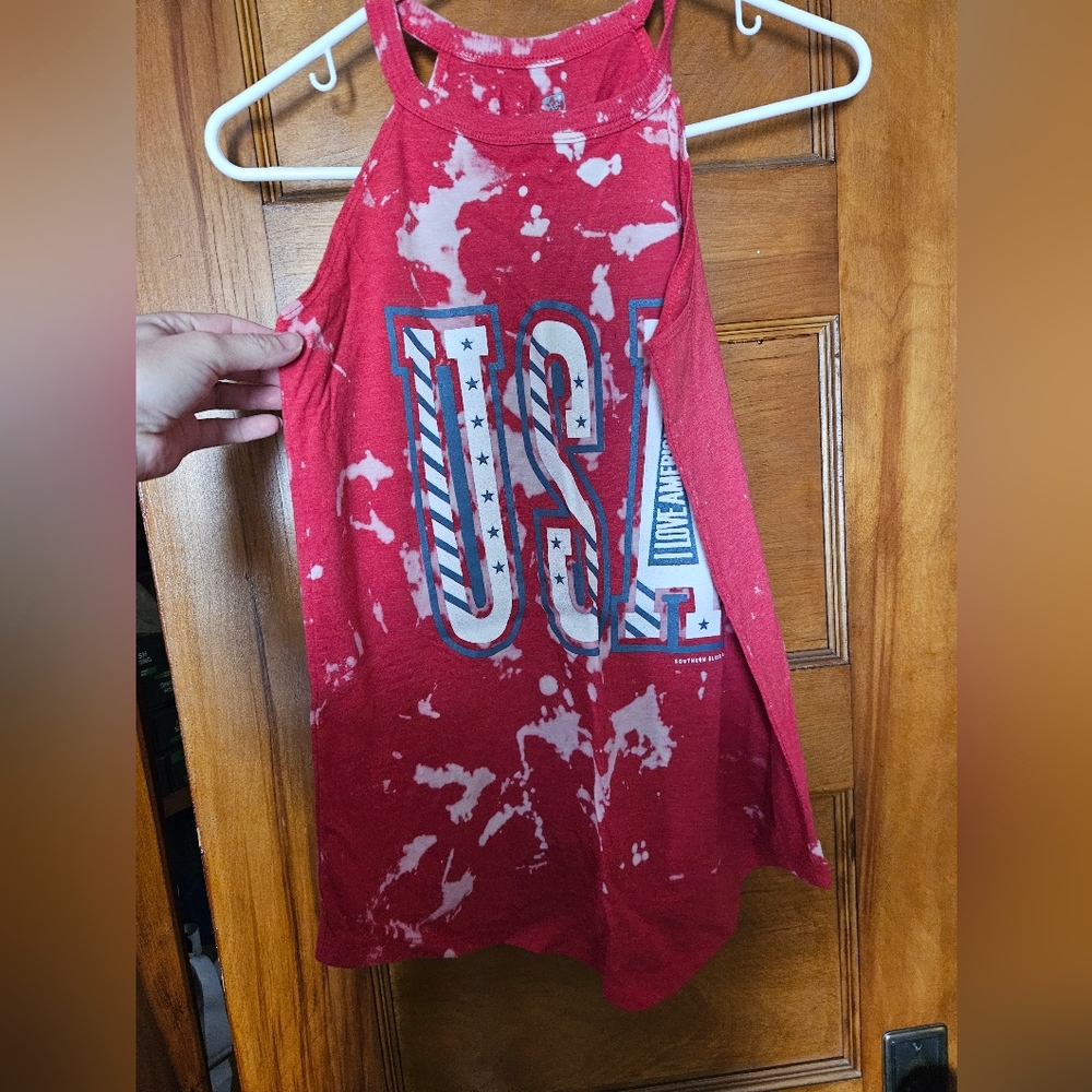 USA Graphic Halter Tank Top - Red